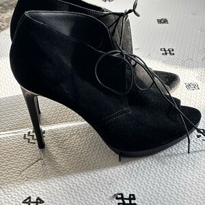 Burberry Black Suede Lace-Up Stiletto Ankle Booties